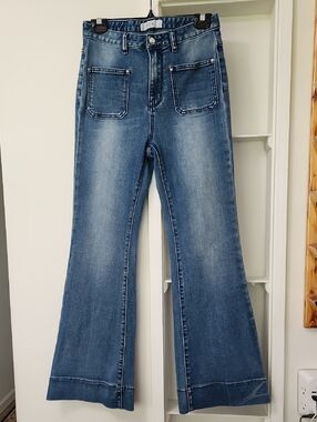 SUK High Rise Flare Jeans with Patch Pockets L